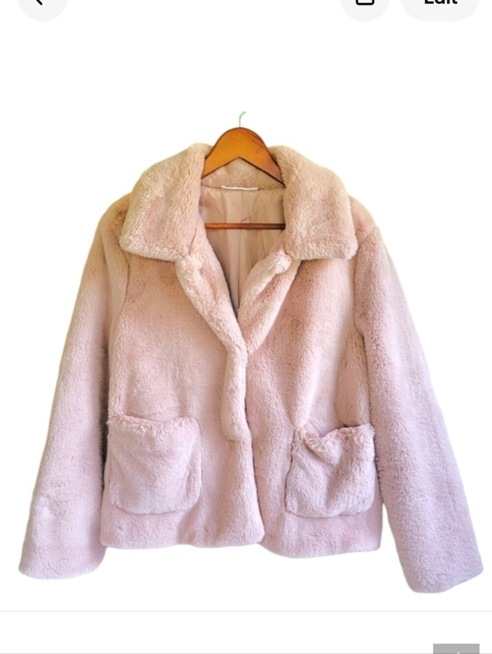 Skye's the Limit Faux Fur Jacket Pink Women's Large Chunky Thick Soft